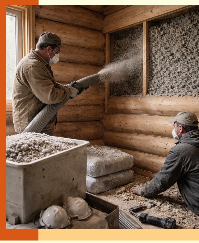 Утепление дома из бруса эковатой в Раменском