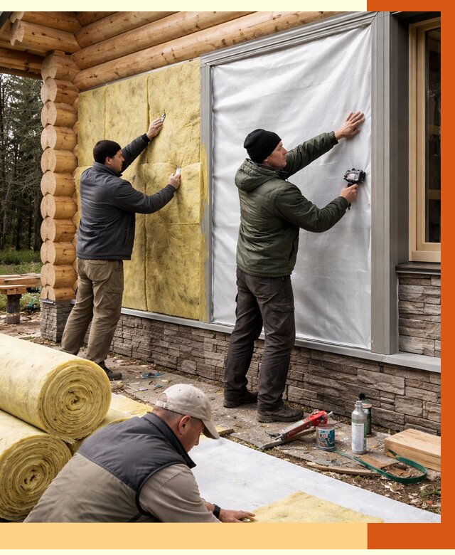 Утепление бревенчатого дома в Раменском от 7756 руб/м2 — заказать под ключ | ТепломастерРмн