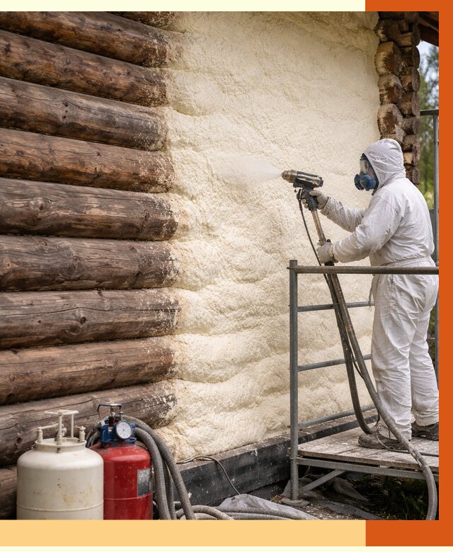 Утепление бревенчатого дома ППУ в Раменском под ключ от 6337 руб. | ТепломастерРмн