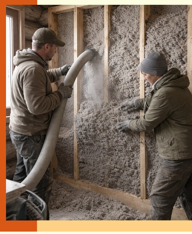 Утепление бревенчатого дома эковатой в Раменском