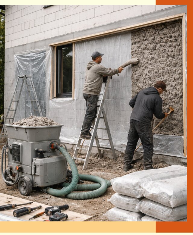 Утепление дома из газобетона эковатой в Раменском от 4563 руб./м2 | ТепломастерРмн