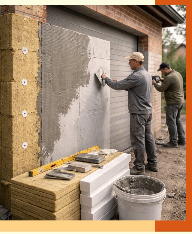 Утепление гаража снаружи в Раменском от 4258 руб. за м2 — наружное утепление под ключ | ТепломастерРмн