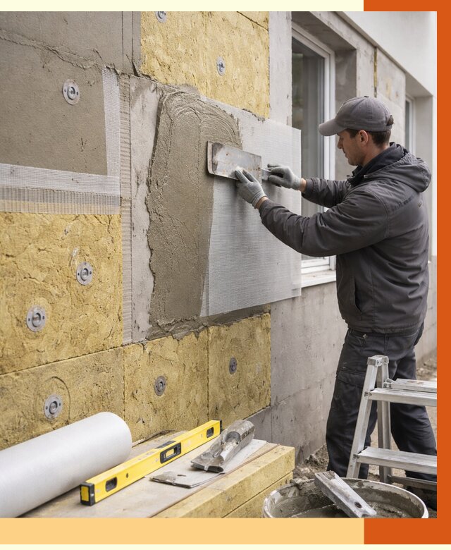 Утепление фасада под штукатурку в Раменском от 4258 руб/м2 — монтаж пенопластом и минватой | ТепломастерРмн