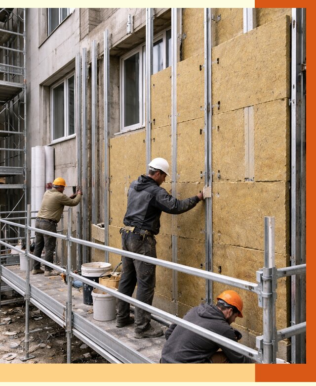 Утепление вентилируемого фасада в Раменском от 5678 руб/м2 — монтаж и утепление вентфасад | ТепломастерРмн