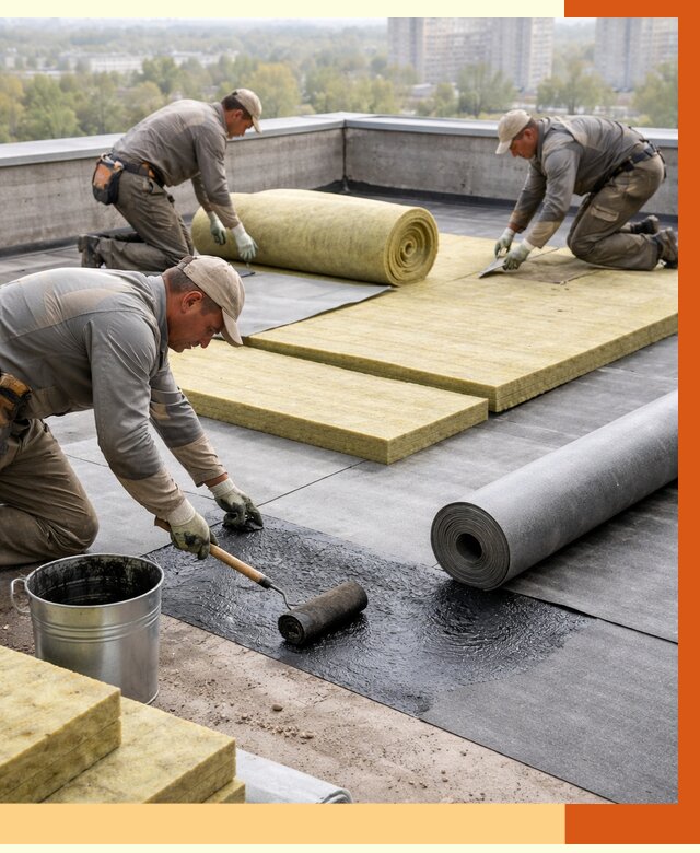 Утепление плоской крыши в Раменском от 7300 руб./м2 под ключ | ТепломастерРмн
