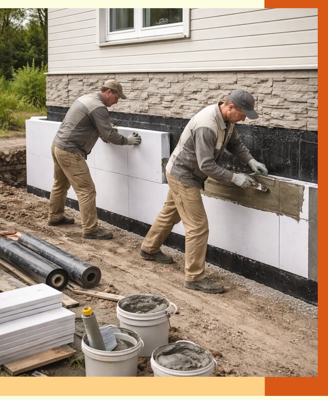 Утепление фундамента снаружи в Раменском от 4258 руб. за м² | ТепломастерРмн