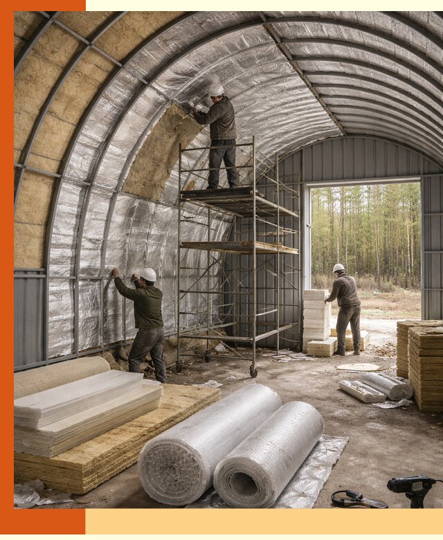 Утепление арочного ангара под ключ в Раменском