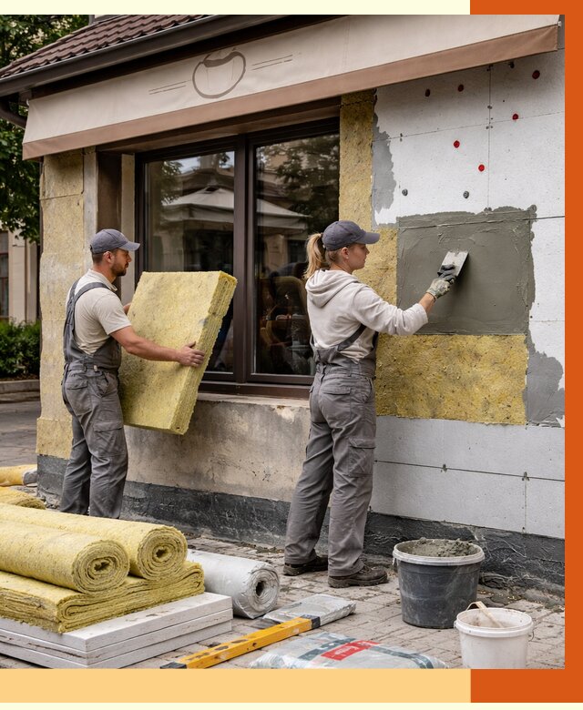 Утепление кафе в Раменском от 4258 руб/м2 — комплексно под ключ | ТепломастерРмн