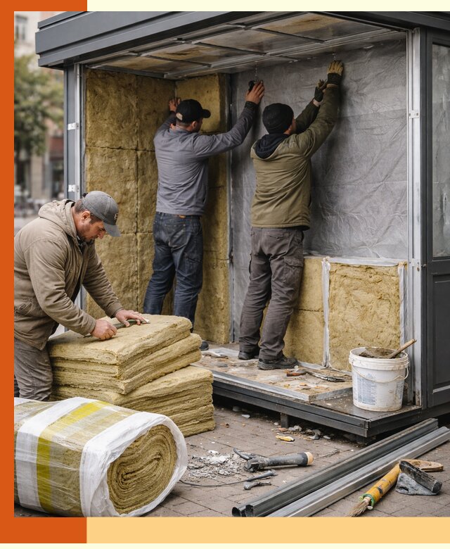 Утепление павильона шаурмы под ключ в Раменском