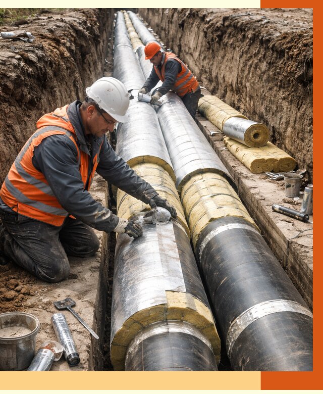 Утепление теплотрассы в Раменском от 4563 руб./м2 — ппу и комплексная изоляция | ТепломастерРмн