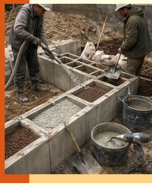 Заполнение полостей фундамента в Раменском герметичным утеплением и повышением прочности