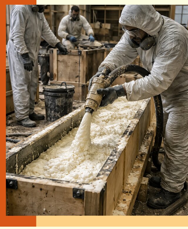 Заливка пенополиуретана в формы для утепления в Раменском