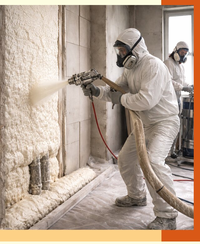 Напыление пенополиуретана в Раменском от 7604 руб./м2 — услуги и монтаж ППУ | ТепломастерРмн