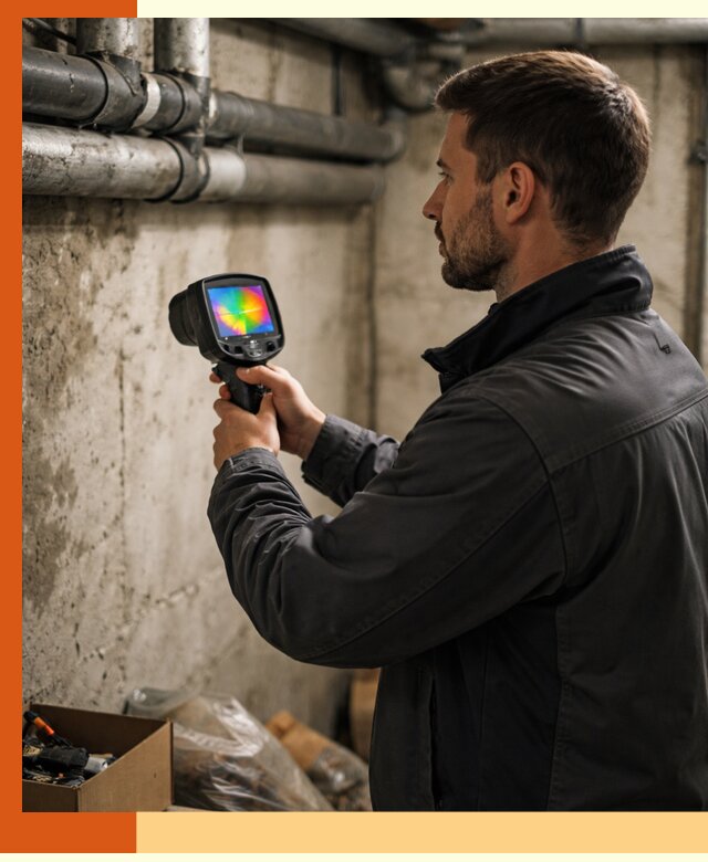 Тепловизионное обследование подвала в Раменском для поиска утечек тепла
