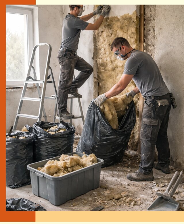 Демонтаж старого утеплителя и вывоз отходов в Раменском