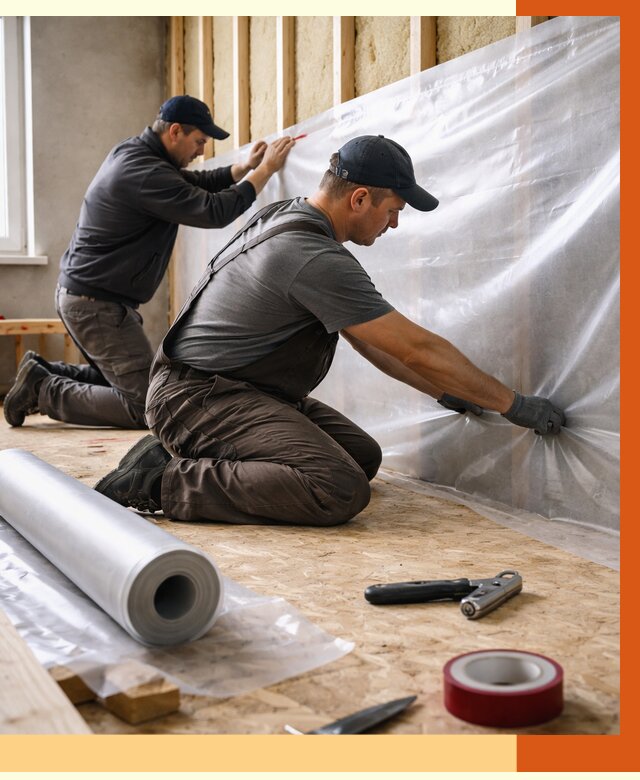 Монтаж пароизоляции в Раменском от 2535 руб. — установка и укладка под ключ | ТепломастерРмн